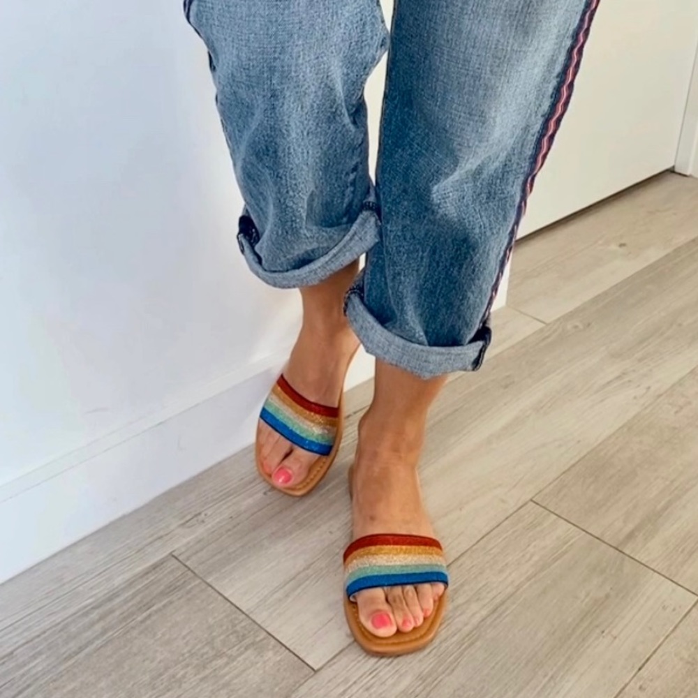 Almost New BC footwear Rainbow Stripe Sandals